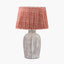 Ambrosia Natural Grooved Stoneware Table Lamp Base with Vienna 35cm Red Chevron Mushroom Pleat Lampshade