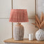 Ambrosia Natural Grooved Stoneware Table Lamp Base with Vienna 35cm Red Chevron Mushroom Pleat Lampshade