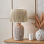 Ambrosia Natural Grooved Stoneware Table Lamp Base with Vienna 35cm Taupe Chevron Mushroom Pleat Lampshade