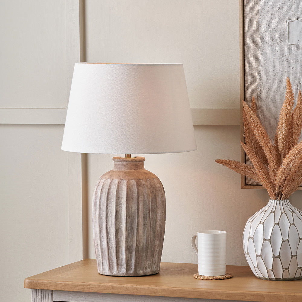 Ambrosia Natural Grooved Stoneware Table Lamp Base