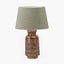 Theano Dot Design Brown Glaze Tall Table Lamp Base with Milos 35cm Pistachio Green Linen Tapered Lampshade