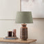 Theano Dot Design Brown Glaze Tall Table Lamp Base with Milos 35cm Pistachio Green Linen Tapered Lampshade
