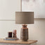 Theano Dot Design Brown Glaze Tall Table Lamp Base with Edward 35cm Natural Linen Cylinder Lampshade