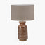 Theano Dot Design Brown Glaze Tall Table Lamp Base with Edward 35cm Natural Linen Cylinder Lampshade