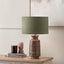 Theano Dot Design Brown Glaze Tall Table Lamp Base with Edward 35cm Pistachio Green Linen Cylinder Lampshade