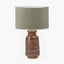 Theano Dot Design Brown Glaze Tall Table Lamp Base with Edward 35cm Pistachio Green Linen Cylinder Lampshade
