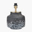 Etna Black and White Glass Table Lamp Base with Bloom 40cm White Handloom Scalloped Cylinder Lampshade