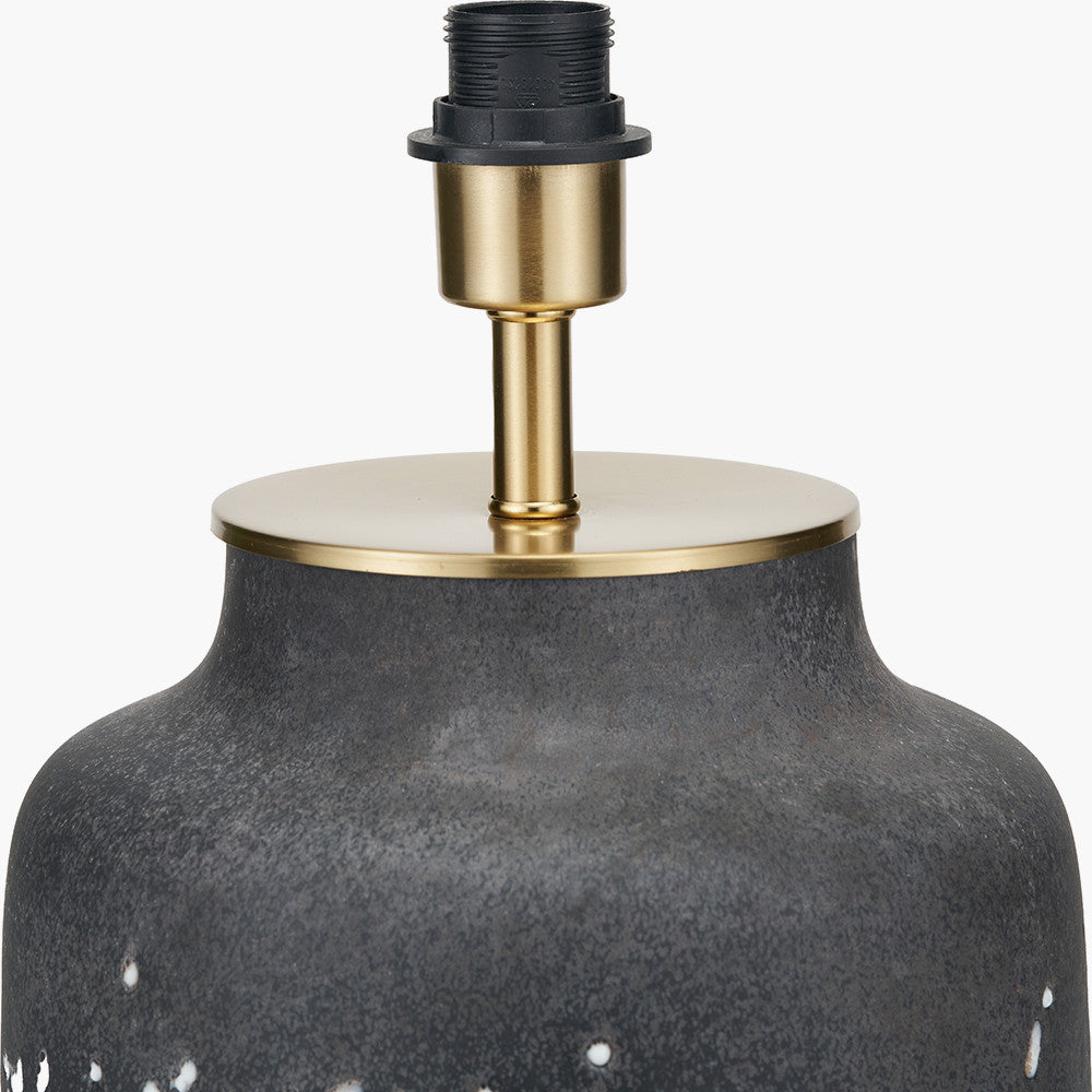 Etna Black and White Glass Table Lamp Base with Lys 40cm White Self Lined Linen Tapered Lampshade