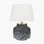 Etna Black and White Glass Table Lamp Base with Lys 40cm White Self Lined Linen Tapered Lampshade