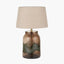 Valtellina Brown and Green Glass Table Lamp Base with Milos 35cm Natural Linen Tapered Lampshade