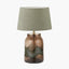 Valtellina Brown and Green Glass Table Lamp Base with Milos 35cm Pistachio Green Linen Tapered Lampshade