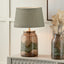 Valtellina Brown and Green Glass Table Lamp Base with Milos 35cm Pistachio Green Linen Tapered Lampshade