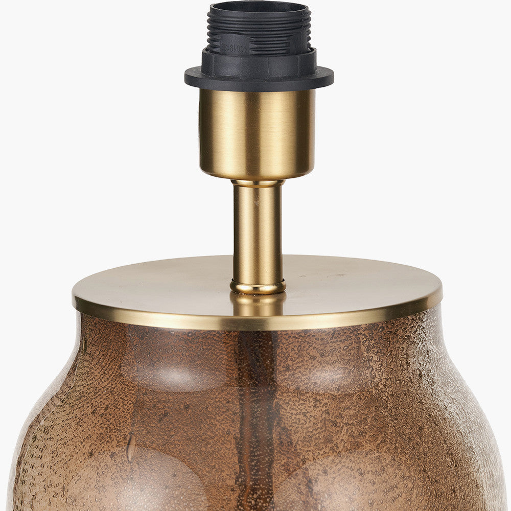 Valtellina Brown and Green Glass Table Lamp Base with Edward 35cm Pistachio Green Linen Cylinder Lampshade