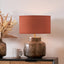 Cerdanya Brown and Beige Glass Table Lamp Base with Henry 35cm Tobacco Handloom Cylinder Lampshade
