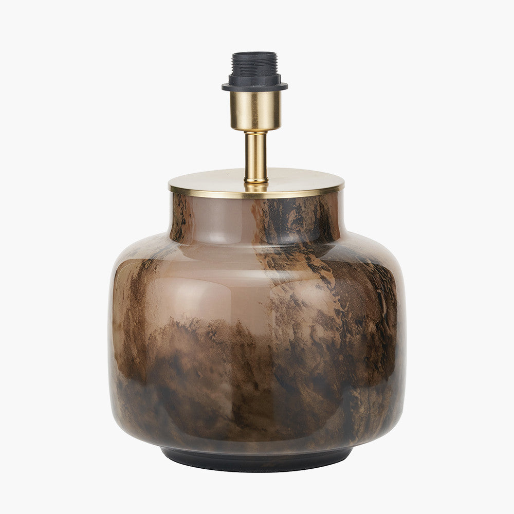 Cerdanya Brown and Beige Glass Table Lamp Base with Henry 35cm White Handloom Cylinder Lampshade