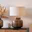 Cerdanya Brown and Beige Glass Table Lamp Base with Henry 35cm White Handloom Cylinder Lampshade