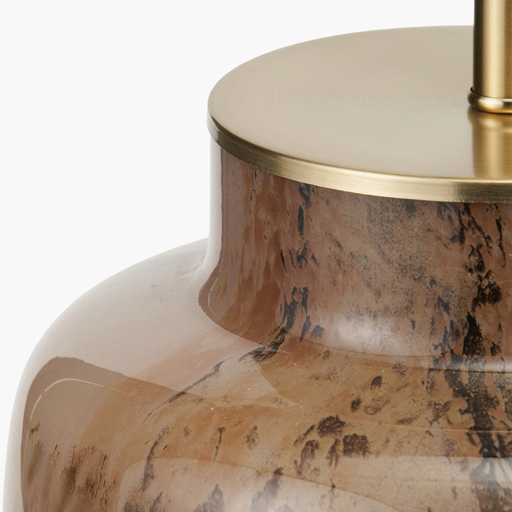 Cerdanya Brown and Beige Glass Table Lamp Base with Scallop 35cm Taupe Ombre Soft Pleated Tapered Lampshade