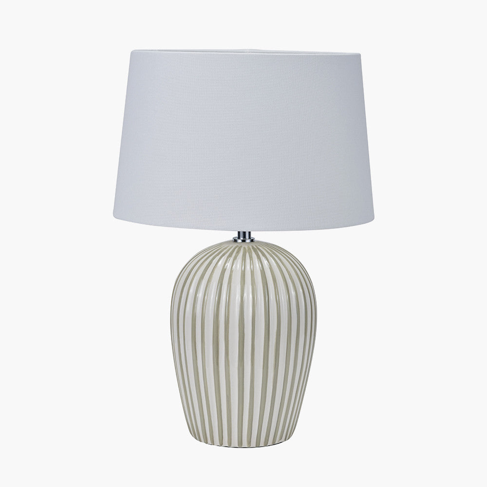 Cannes Sage and White Stripe Ceramic Table Lamp