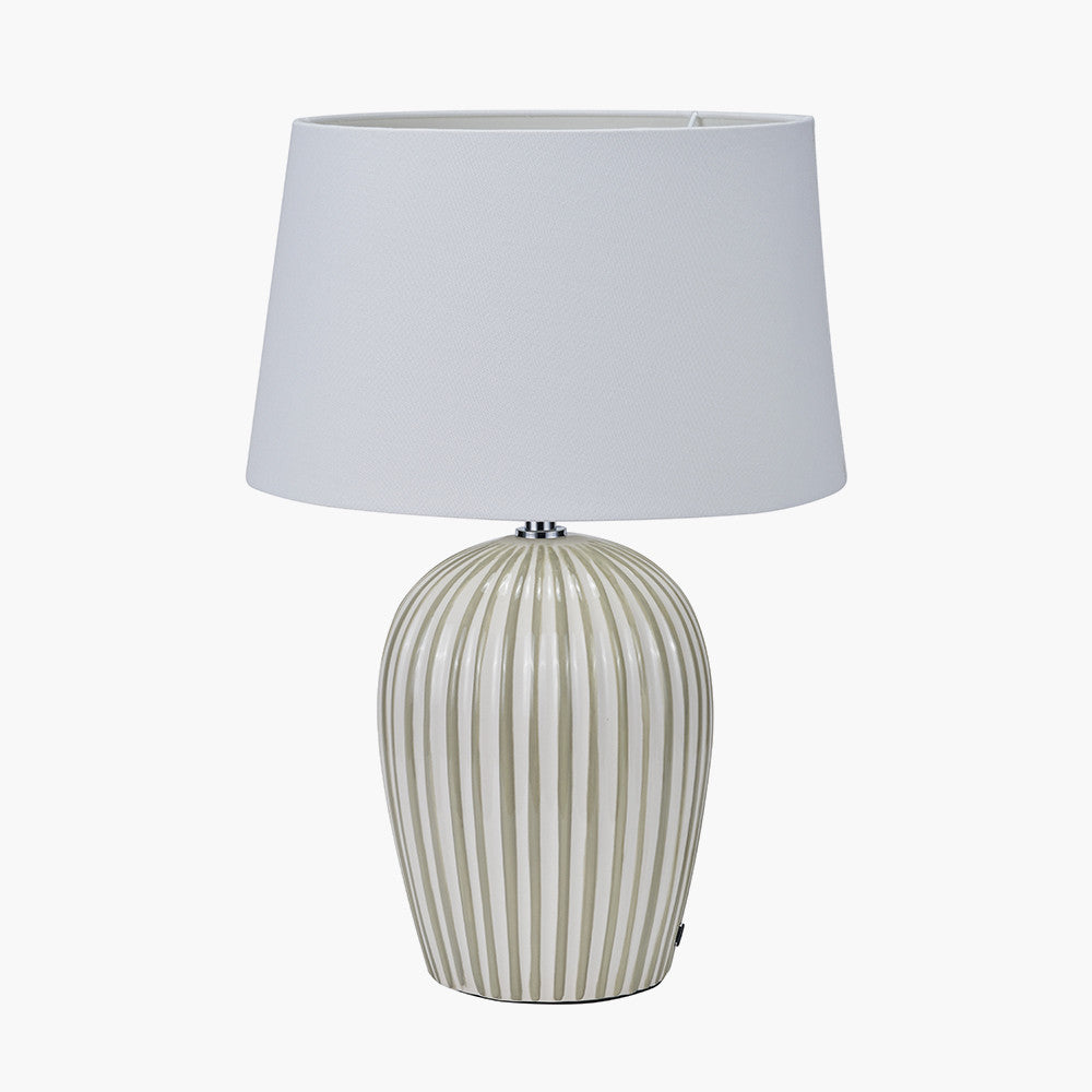 Cannes Sage and White Stripe Ceramic Table Lamp