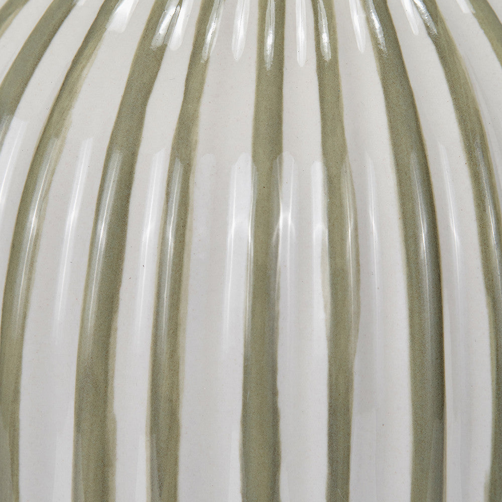 Cannes Sage and White Stripe Ceramic Table Lamp