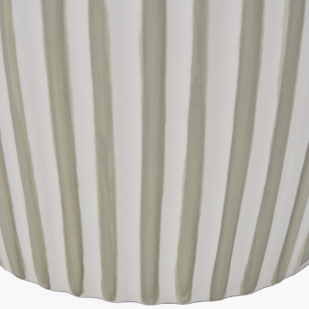 Cannes Sage and White Stripe Ceramic Table Lamp
