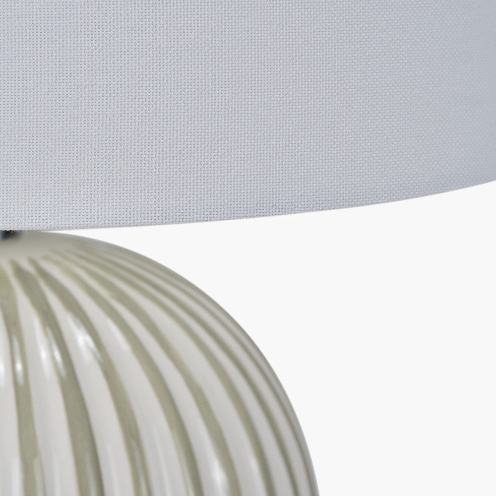 Cannes Sage and White Stripe Ceramic Table Lamp