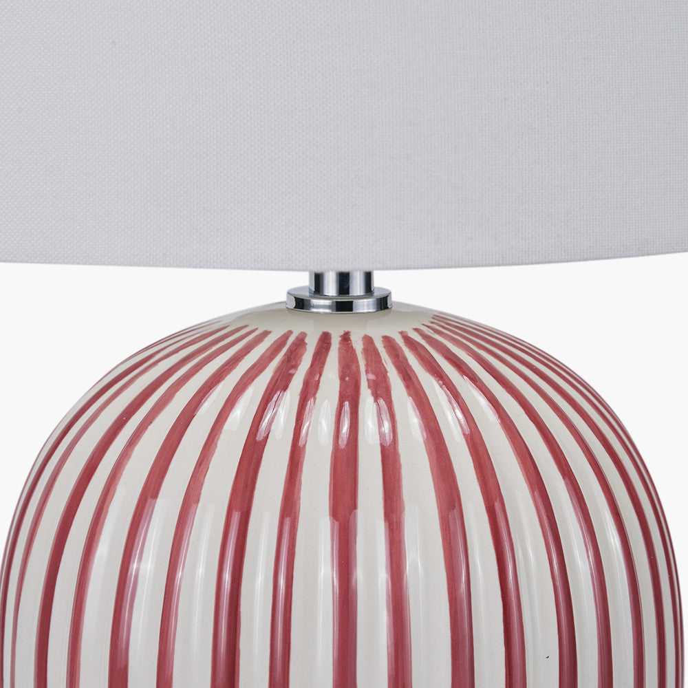 Cannes Mulberry and White Stripe Ceramic Table Lamp