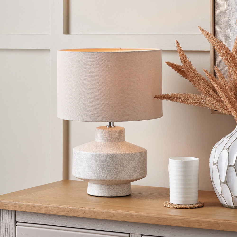 Elure White Crackle Effect Table Lamp