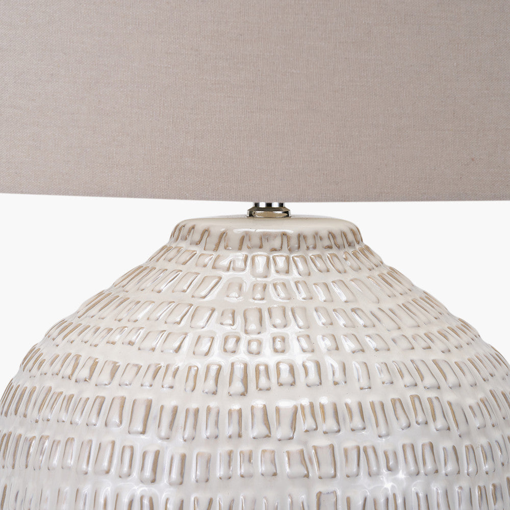 Signe Warm White Linear Textured Ceramic Table Lamp