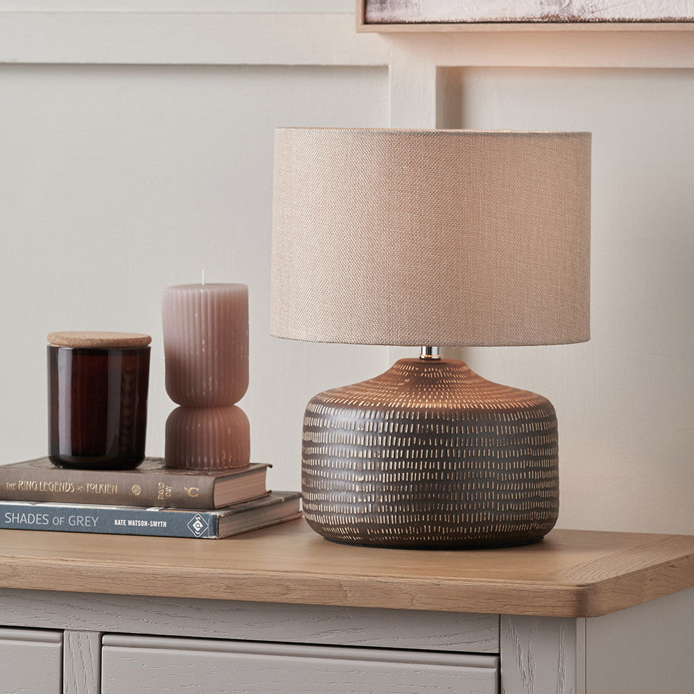 Kai Earth Coloured Textured Ceramic Table Lamp