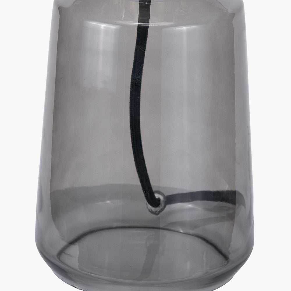 Zandra Grey Ribbed Glass Table Lamp