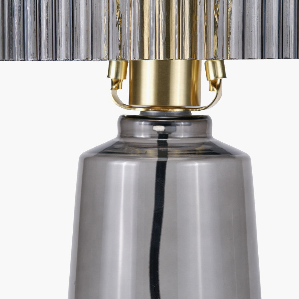 Zandra Grey Ribbed Glass Table Lamp