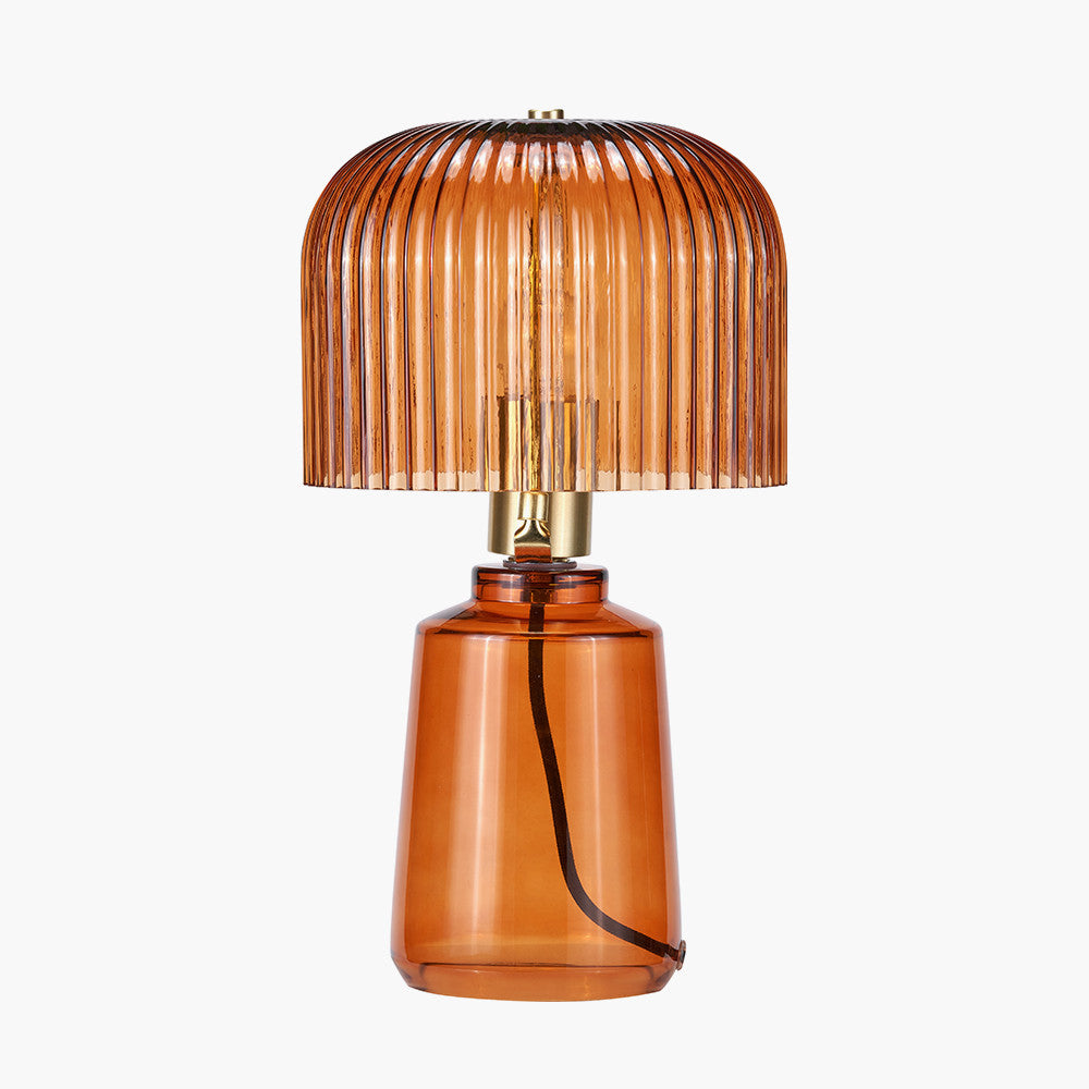 Zandra Orange Ribbed Glass Table Lamp