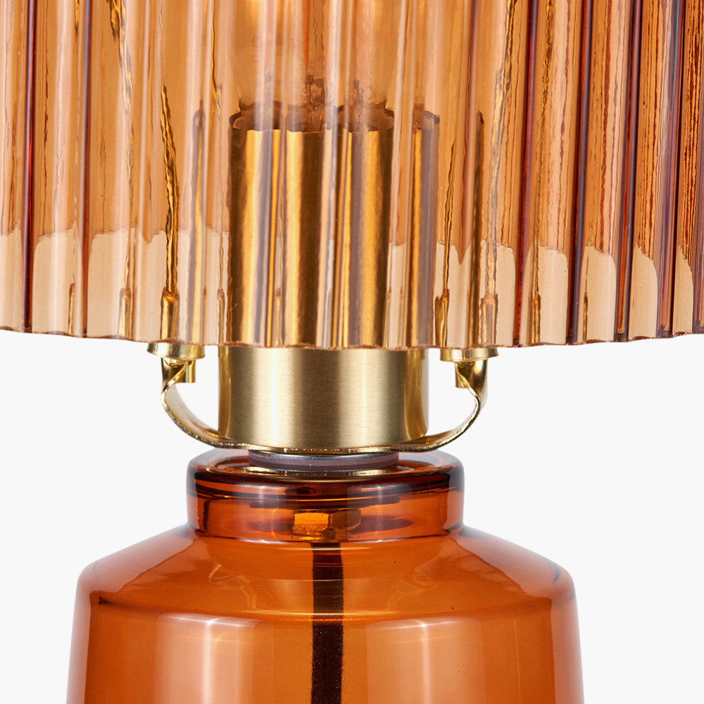 Zandra Orange Ribbed Glass Table Lamp