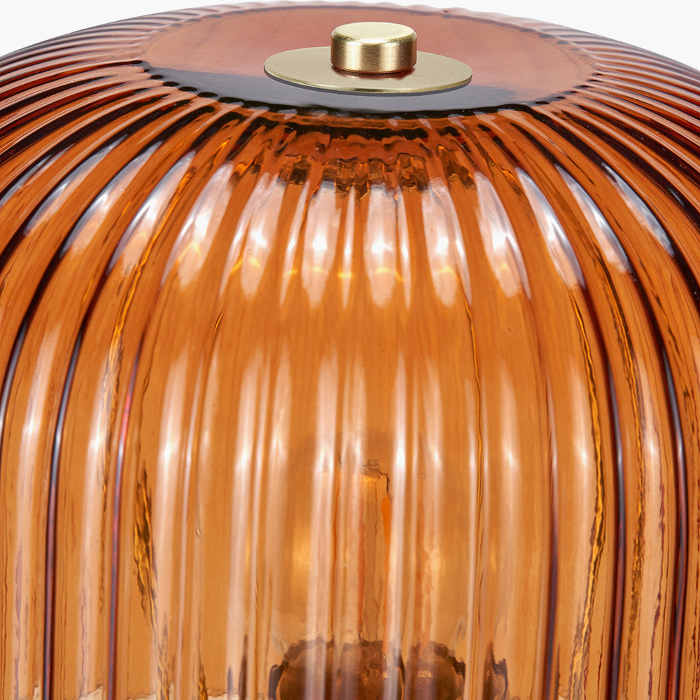 Zandra Orange Ribbed Glass Table Lamp