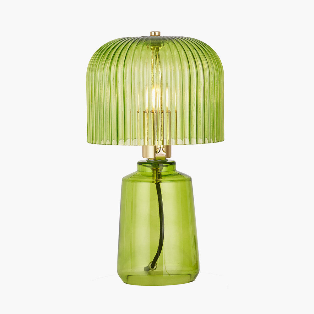 Zandra Spring Green Ribbed Glass Table Lamp