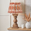 Kavya Antique Brown Turned Wood Table Lamp Base with Izara 45cm Cinnamon Ikat Patterned Mushroom Pleat Tapered Lampshade