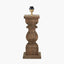 Kavya Antique Brown Turned Wood Table Lamp Base with Izara 45cm Lilac Ikat Patterned Mushroom Pleat Tapered Lampshade