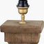 Kavya Antique Brown Turned Wood Table Lamp Base with Lino 45cm White Self Lined Linen Cylinder Lampshade