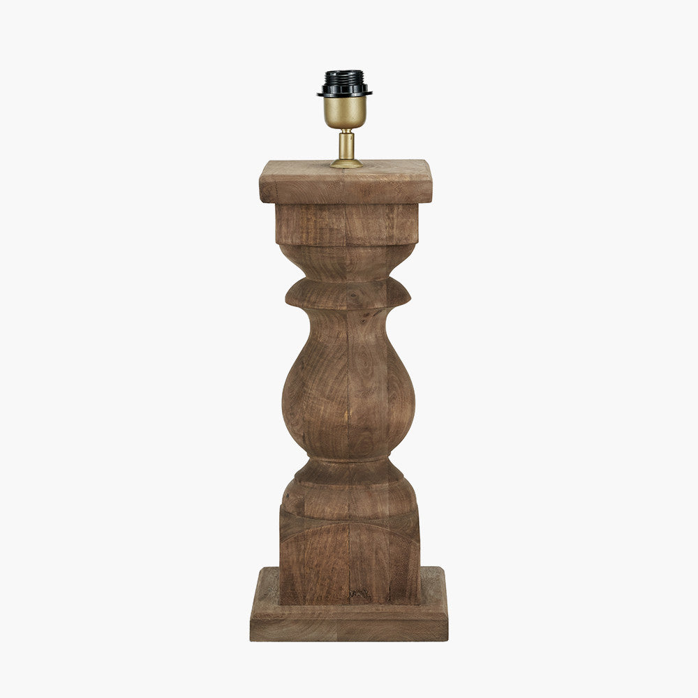 Kavya Antique Brown Turned Wood Table Lamp Base