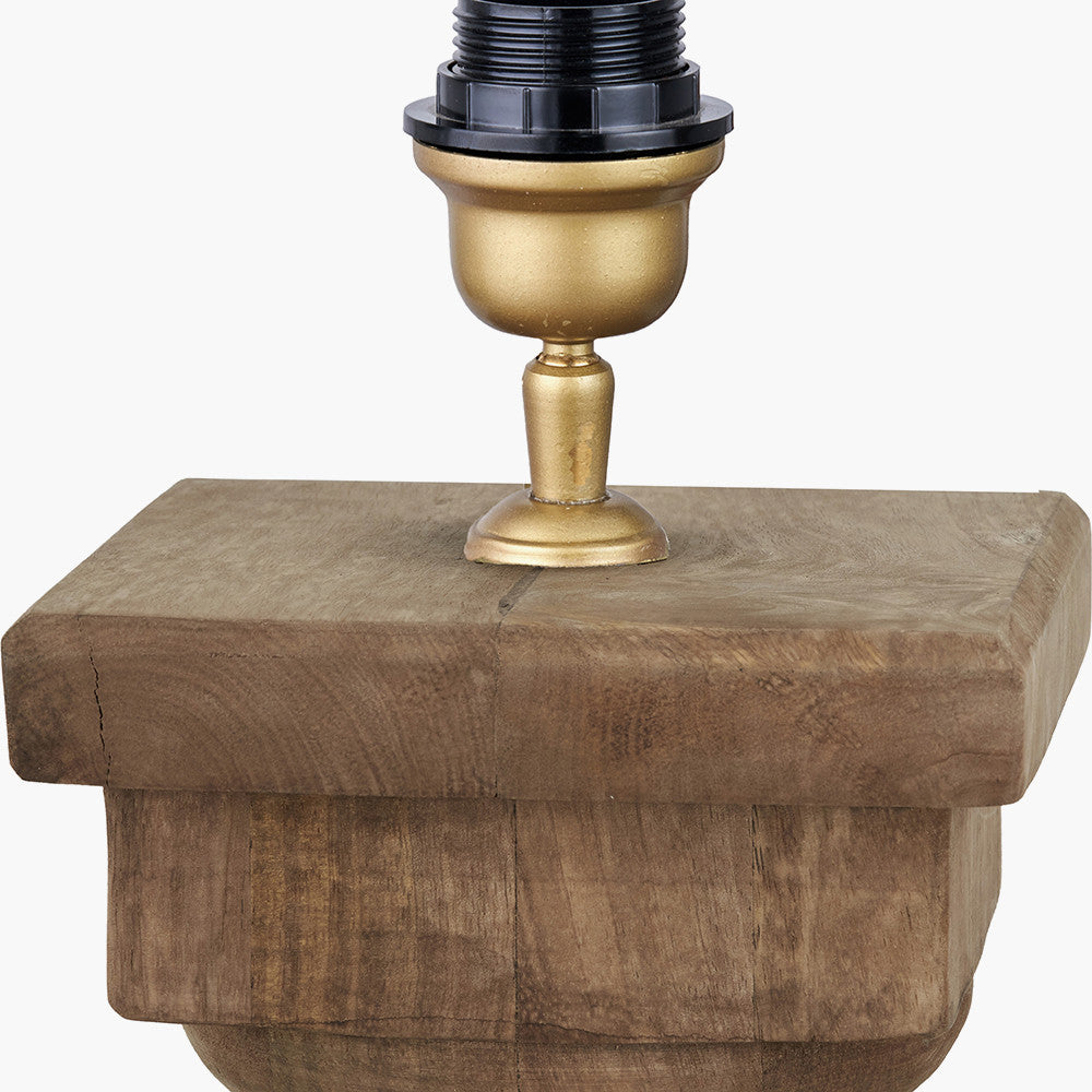 Kavya Antique Brown Turned Wood Table Lamp Base