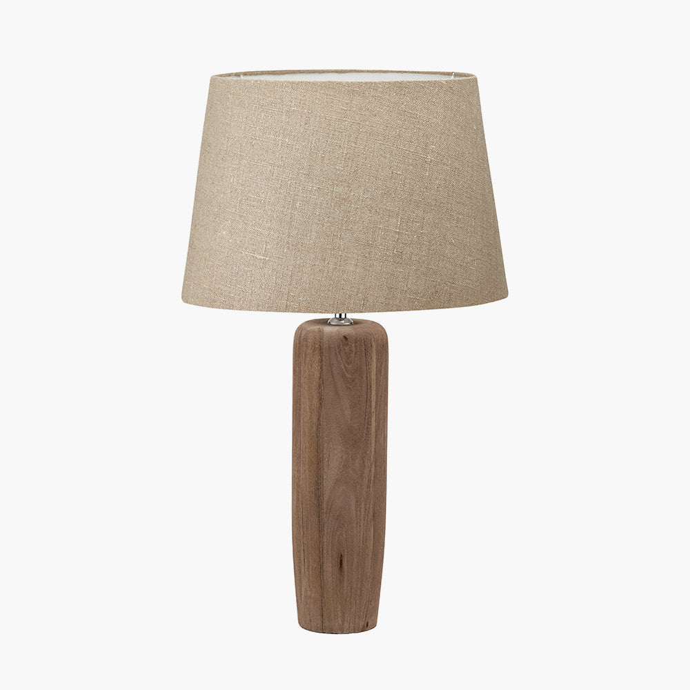 Inaya Natural Tapered Large Wood Table Lamp Base with Milos 40cm Natural Linen Tapered Lampshade
