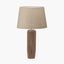 Inaya Natural Tapered Large Wood Table Lamp Base with Milos 40cm Natural Linen Tapered Lampshade