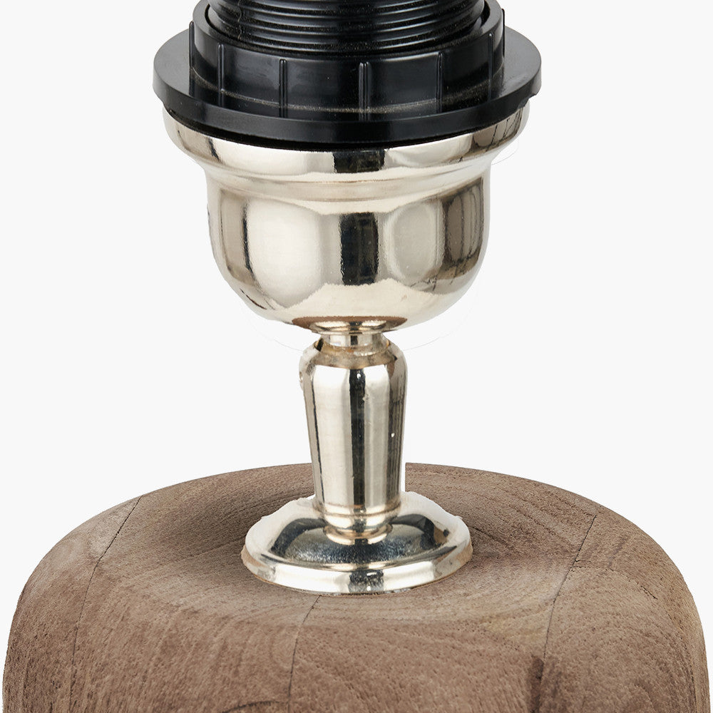 Inaya Natural Tapered Large Wood Table Lamp Base with Milos 40cm Apricot Linen Tapered Lampshade