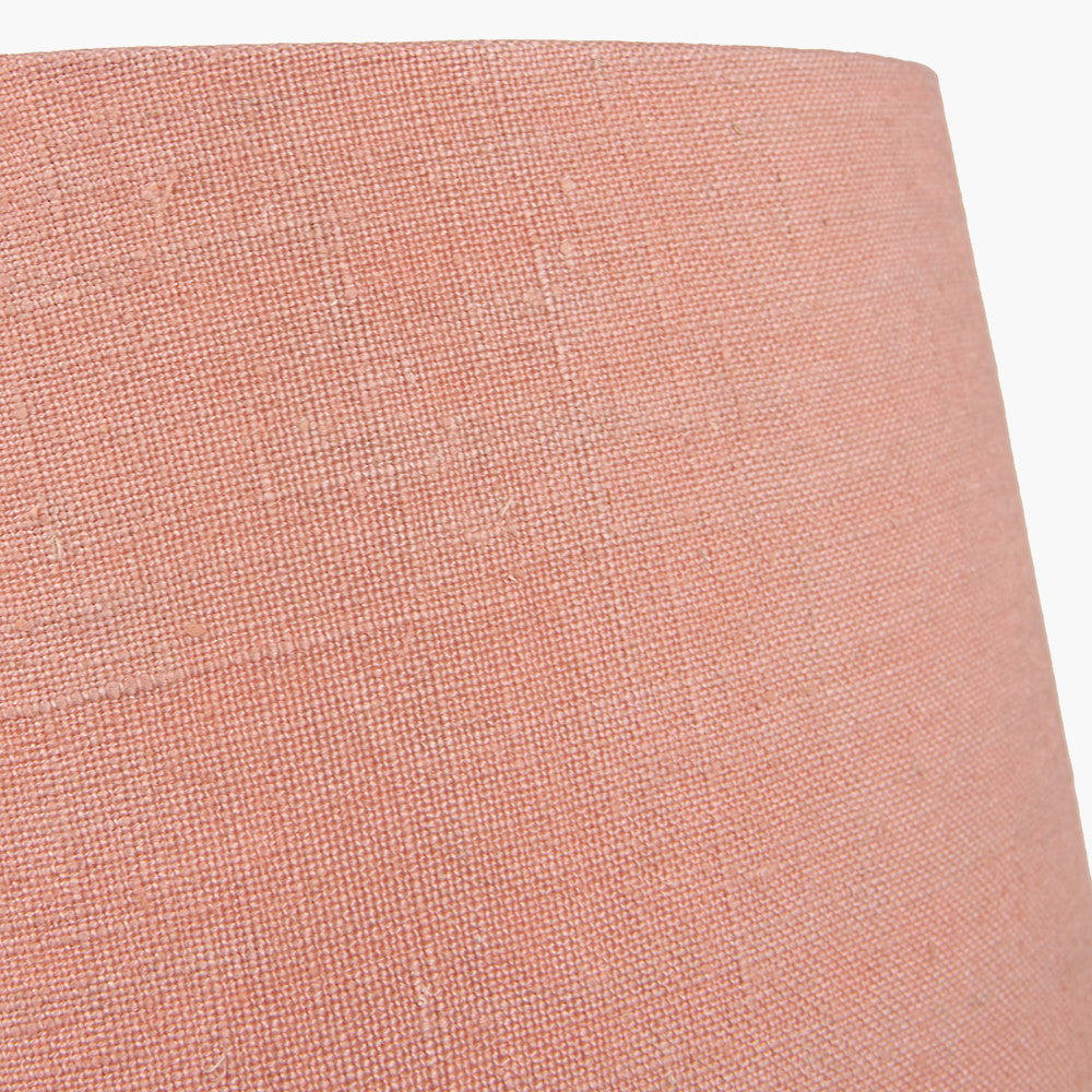 Inaya Natural Tapered Large Wood Table Lamp Base with Milos 40cm Apricot Linen Tapered Lampshade