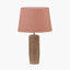 Inaya Natural Tapered Large Wood Table Lamp Base with Milos 40cm Apricot Linen Tapered Lampshade