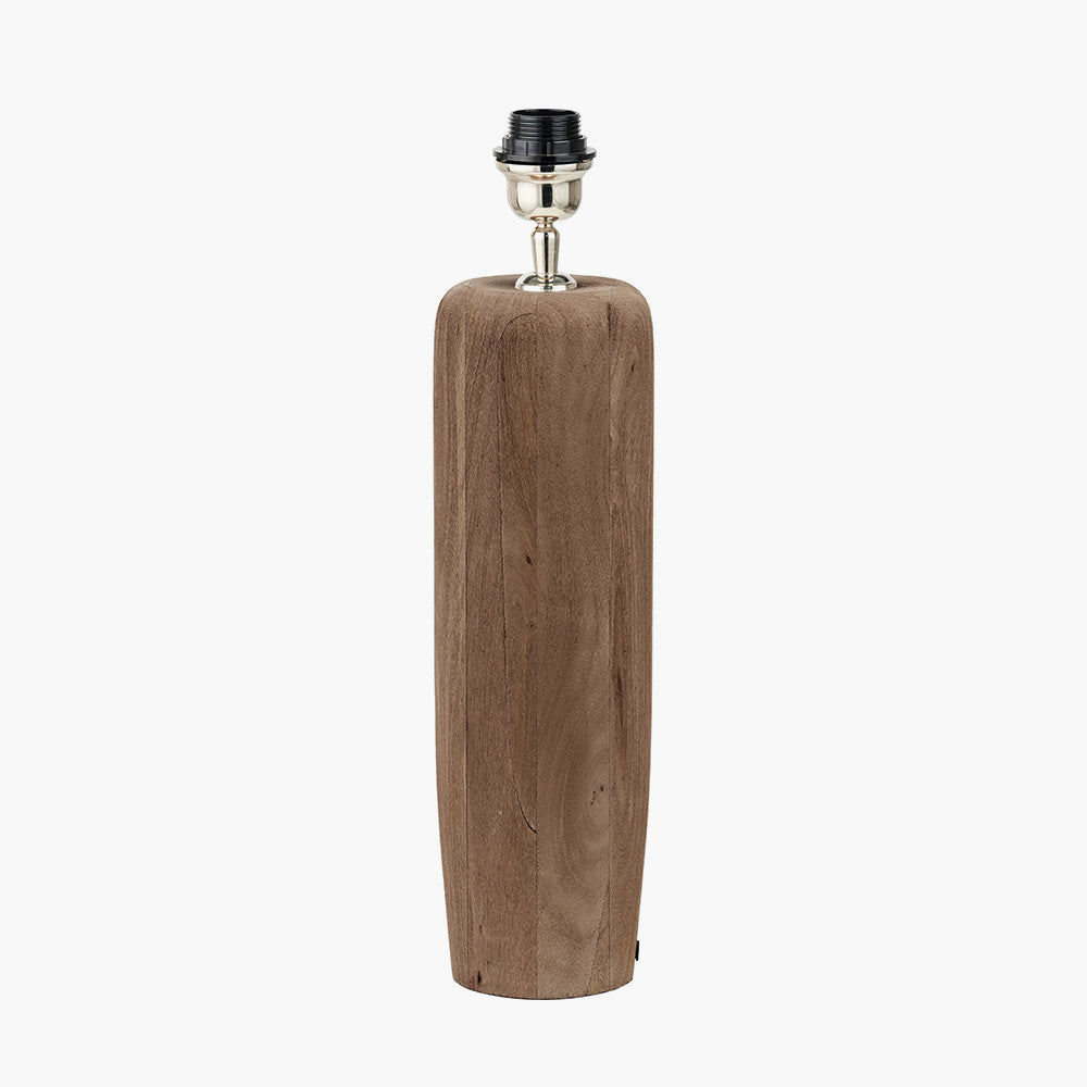 Inaya Natural Tapered Large Wood Table Lamp Base with Milos 40cm Natural Linen Tapered Lampshade