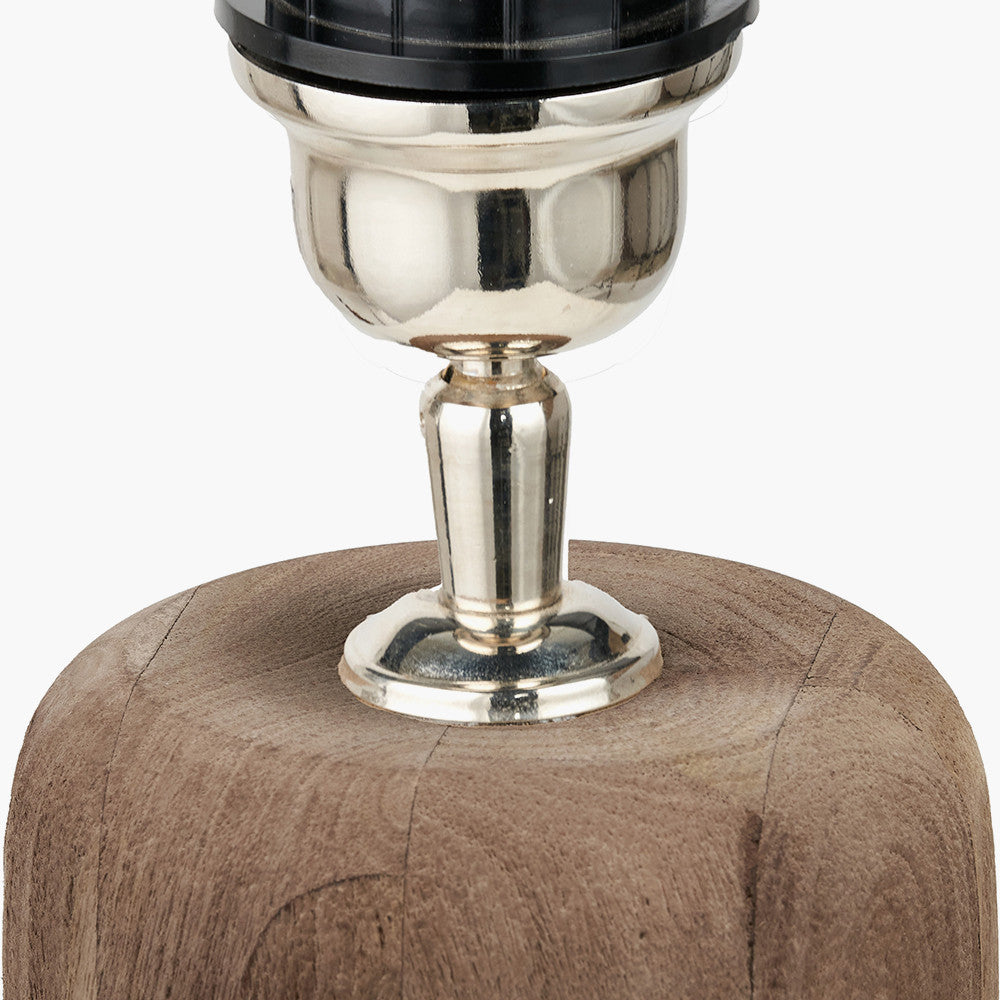 Inaya Natural Tapered Large Wood Table Lamp Base with Milos 40cm Natural Linen Tapered Lampshade
