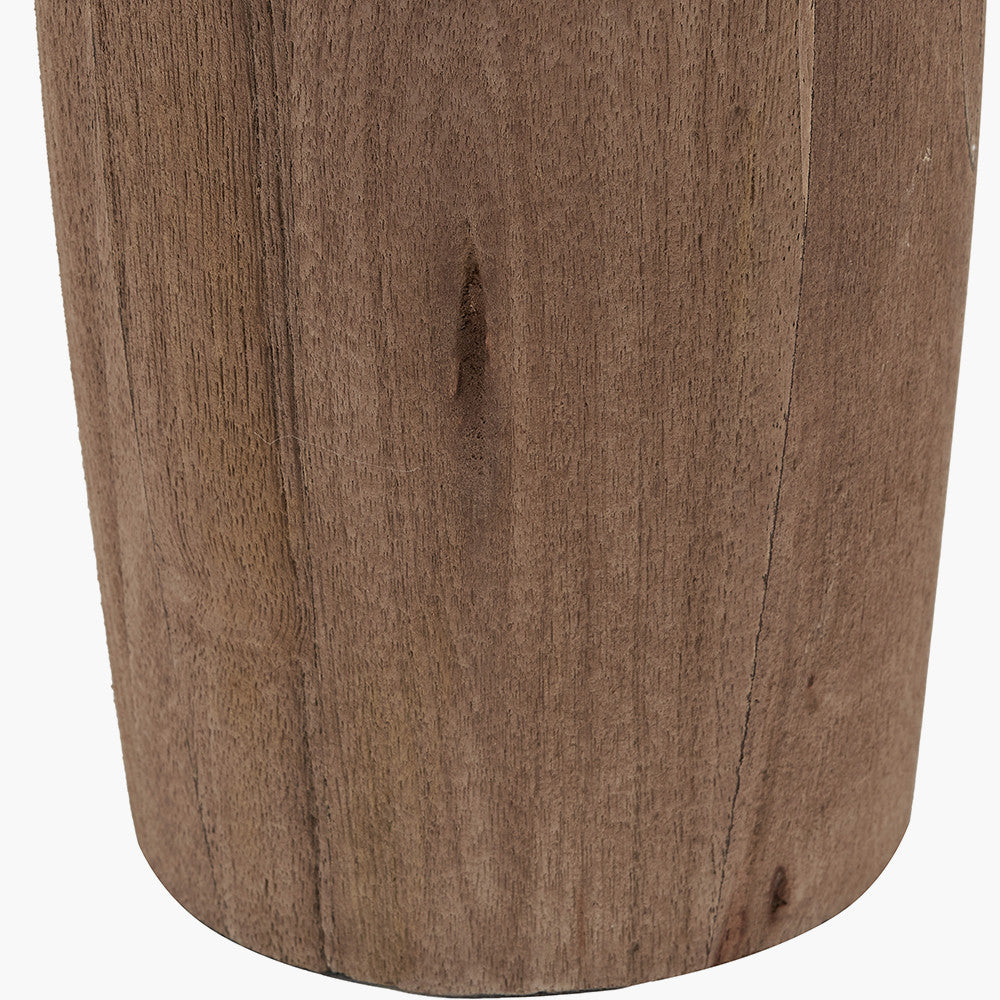 Inaya Natural Tapered Large Wood Table Lamp Base with Milos 40cm Natural Linen Tapered Lampshade