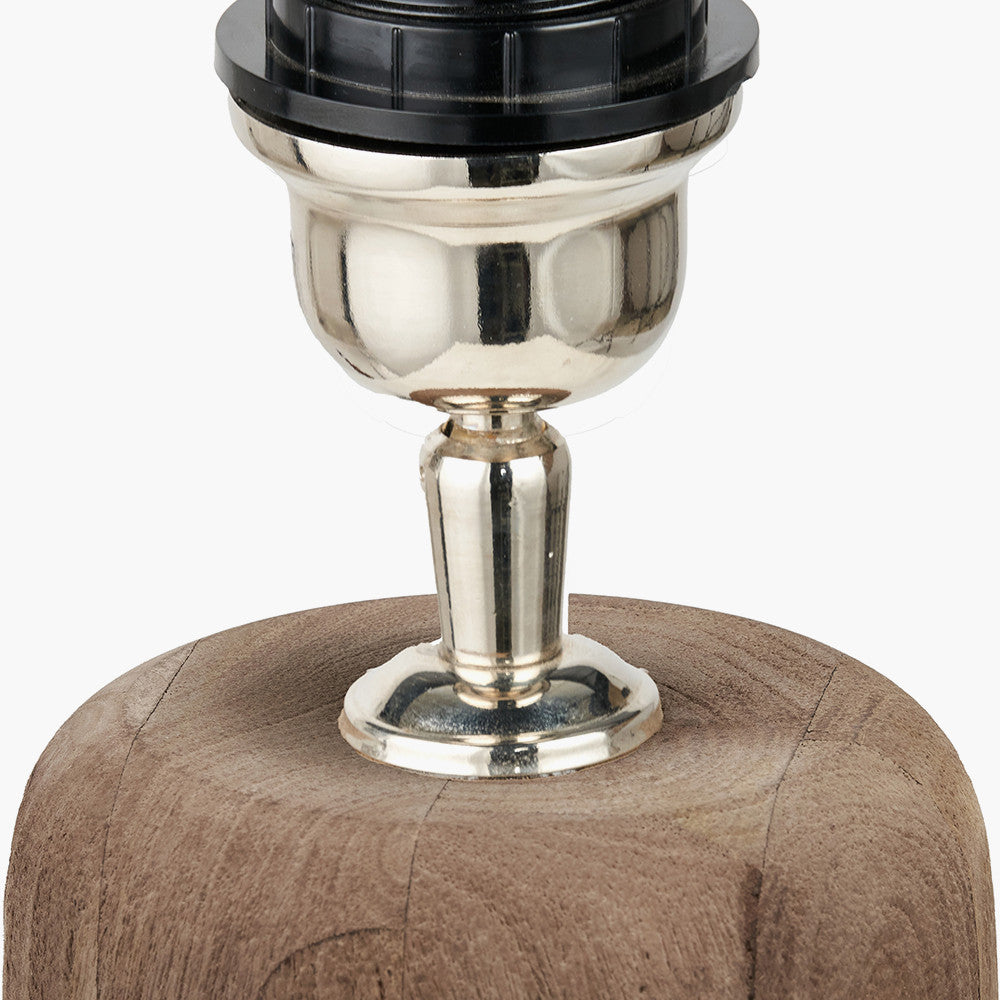 Inaya Natural Tapered Large Wood Table Lamp Base with Milos 40cm Pistachio Green Linen Tapered Lampshade